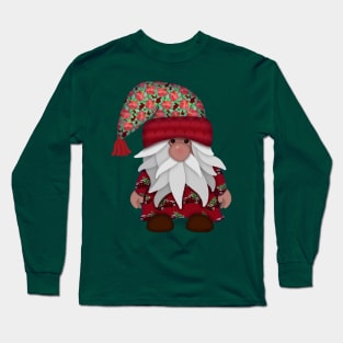 Poinsettia Hat Gnome | Cherie's Art Original | Copyrighted Long Sleeve T-Shirt